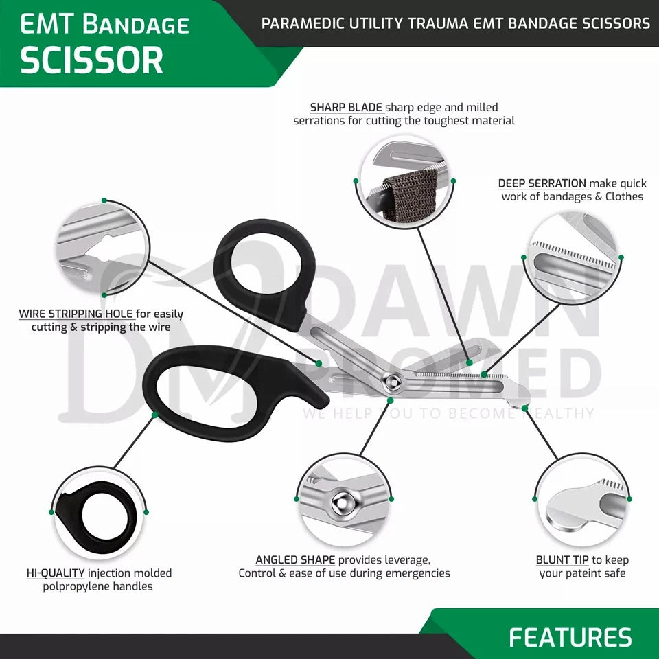 3 Pcs Christmas Gift For Nursing Emt Utility Scissors 5.5" Ems Bandage Shears