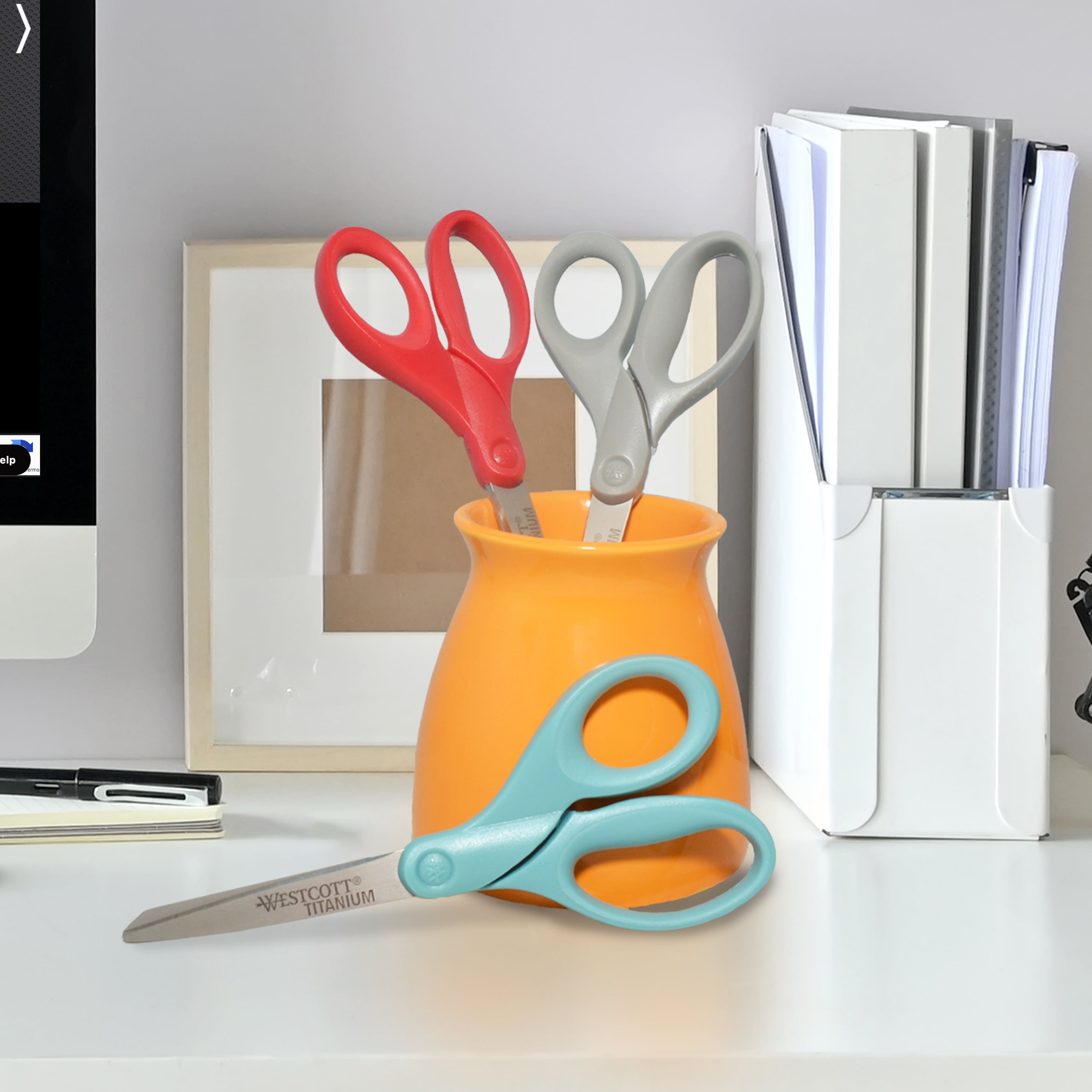 Westcott 8" Titanium Bonded Hard Handle Scissors, Assorted Colors, 3pk (00512)
