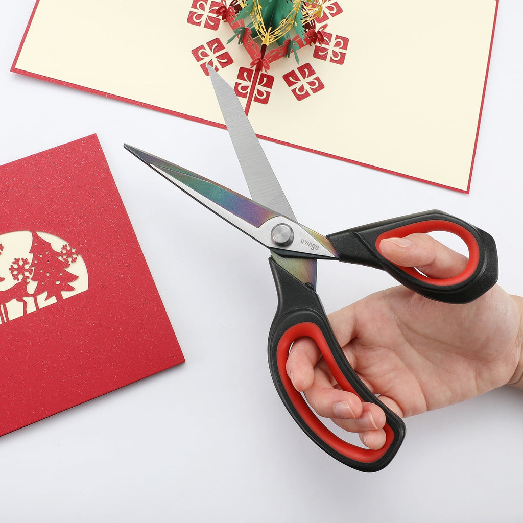 LIVINGO Sharp Sewing Scissors Set Titanium Fabric Cutting Scissors Thread Snips Embroidery Red