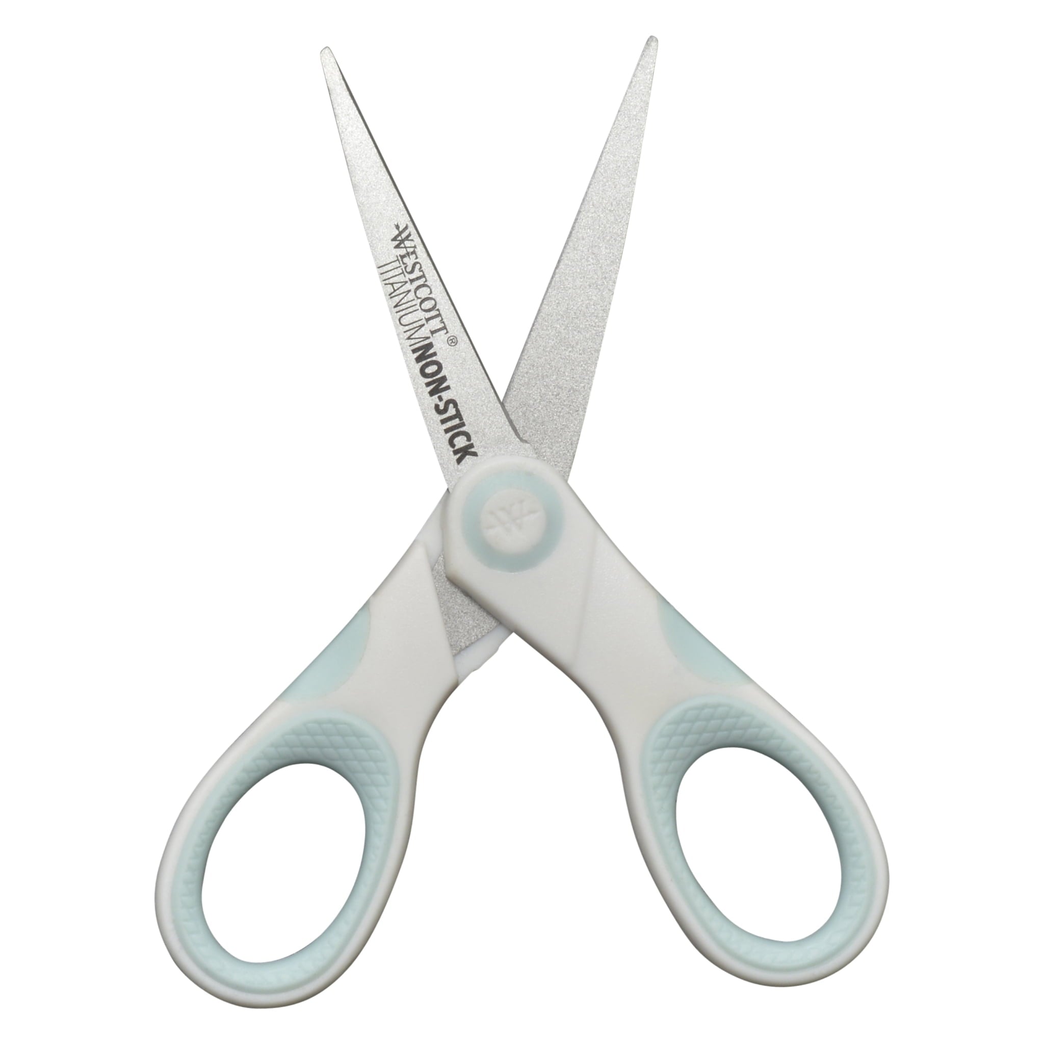 Westcott Carbo Titanium, Non-Stick Scissors, 5", for Craft, White/Blue, 1-Count