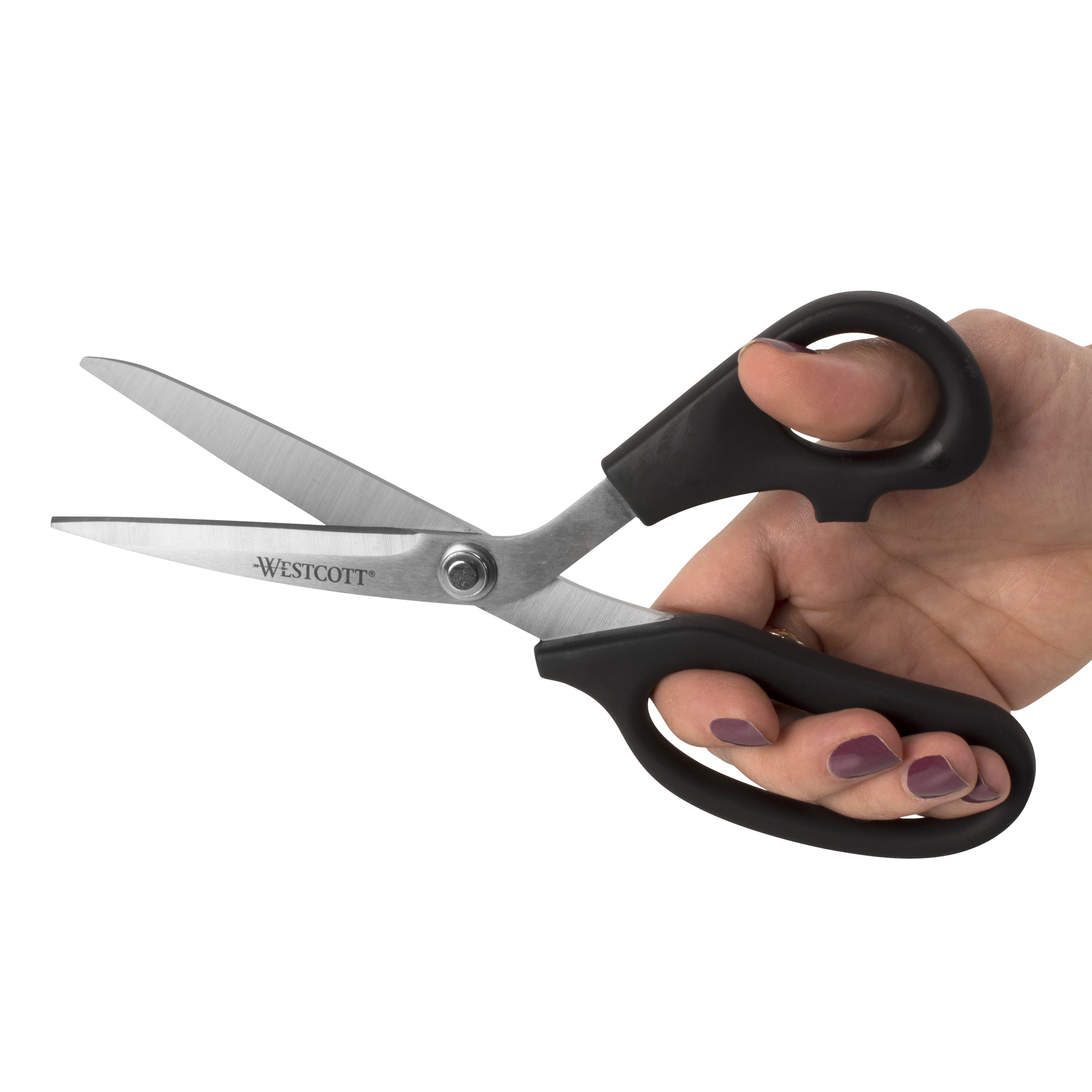 Westcott Multipurpose Scissors, All Purpose Plus, 8", Bent, 5", Straight, Black, for Office, 2-Piece