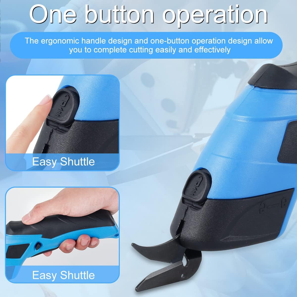 Cordless Electric Scissors, Non Jamming, Stable Without Shaking, Rechargeable Powerful Shears Cutting Tool for Fabric, Cardboard, Carpet, Leather, Felt