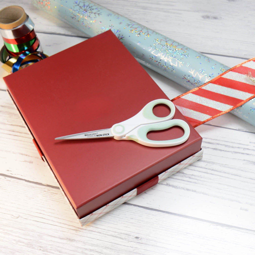 Westcott Carbo Titanium, Non-Stick Scissors, 8", for Craft, White/Blue, 1-Count