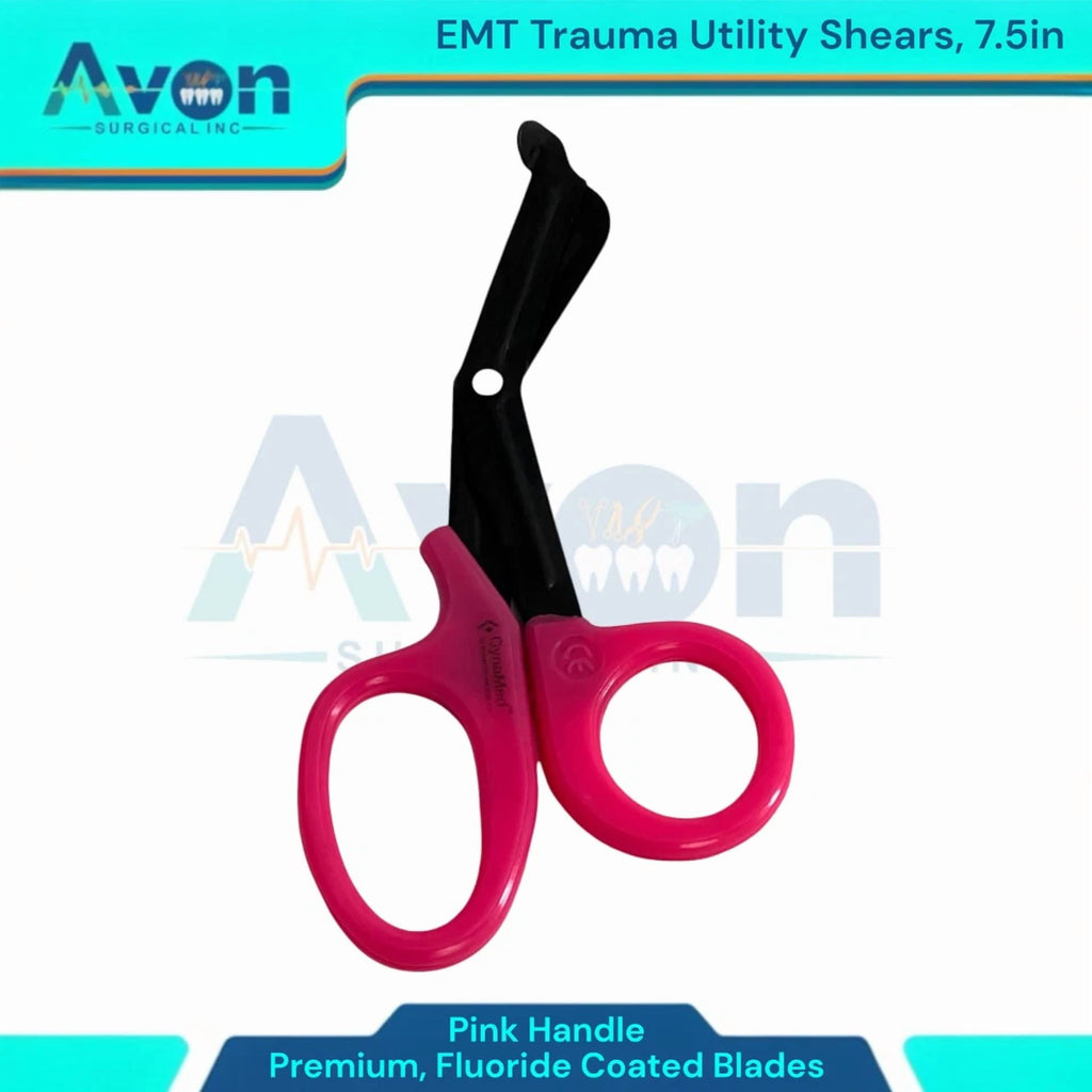 Pink Emt Trauma Utility Shears, 7.5", Fluoride-Coated, First-Aid Scissors