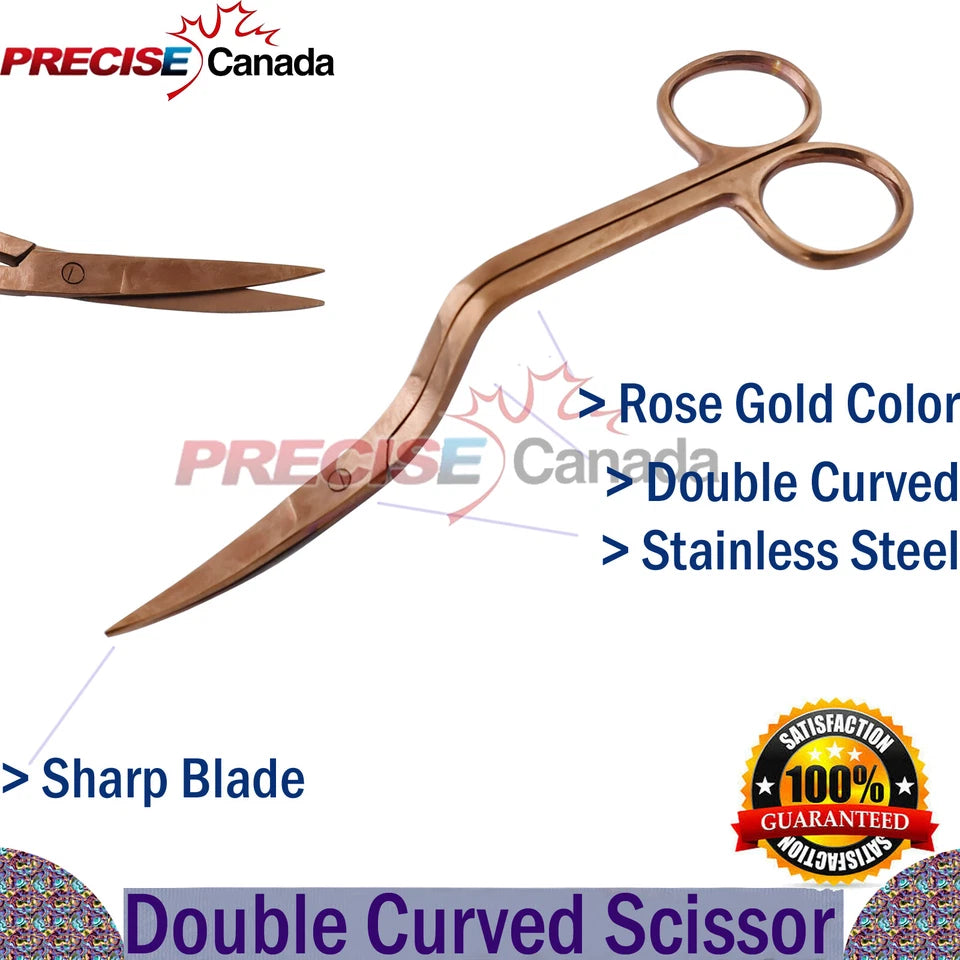 6" Bent Handle Double-Curved Machine Embroidery Scissors (Rose Gold) Ds-1371