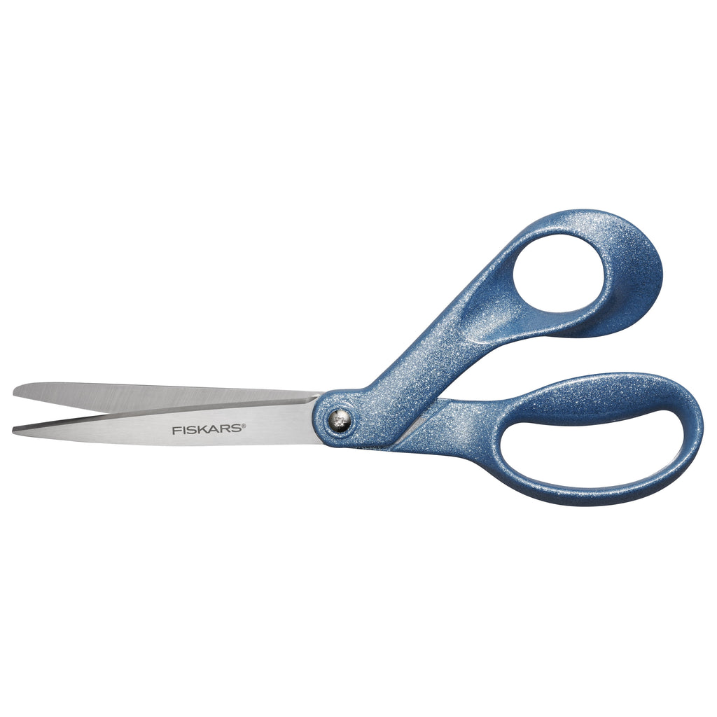 Fiskars 8" Fashion Glitter Explore Scissors, Digital Cloud, Light Blue