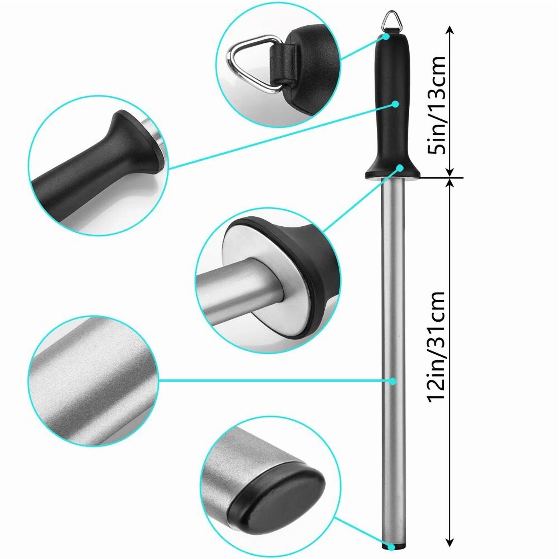 Pro 10" Diamond Knife Sharpener Rod Sharpening Tool For Kitchen Knives Scissors