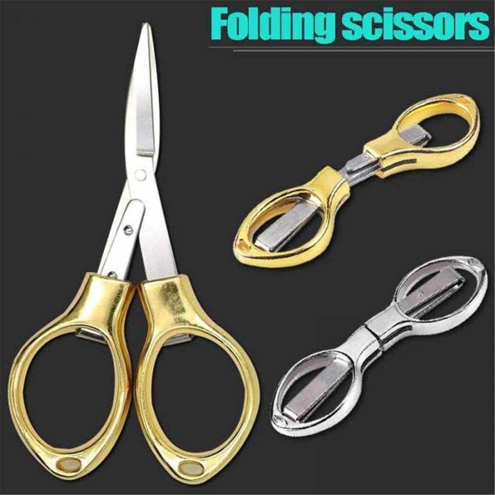 Foldable Scissors, Stainless Steel Portable Travel Scissors, Small Folding Scissors Pointy Sewing Scissor, Craft Scissors Yarn Cutter, Snips, Fold Up Scissor