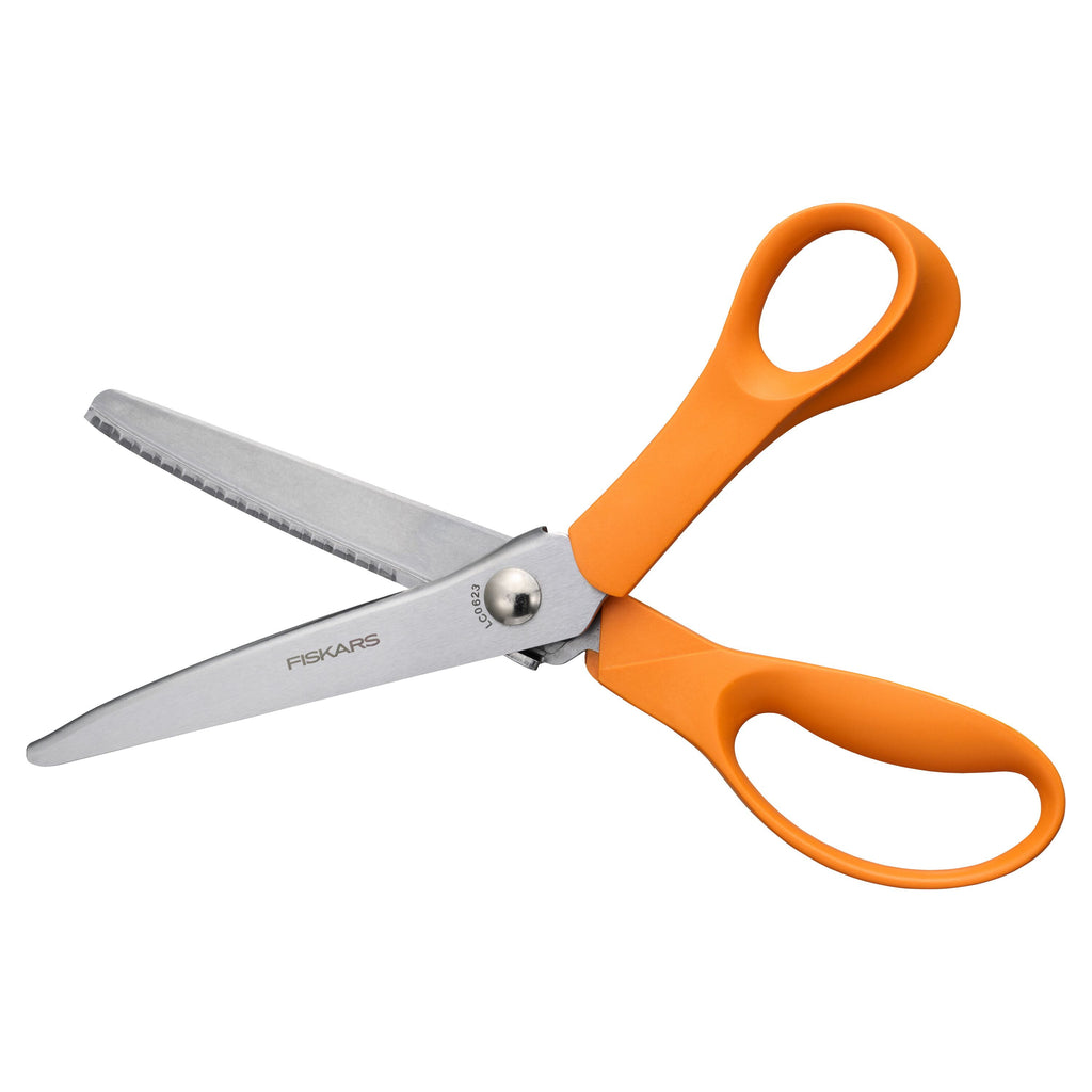 Fiskars 8" Pinking Shears, with Pointed Tip for Fabric Cutting, Orange