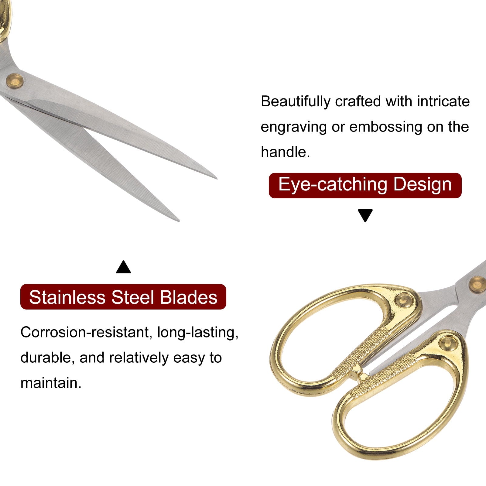 Uxcell 6" Stainless Steel Vintage Mini Scissors for Embroidery Cross Stitch Sewing Gold