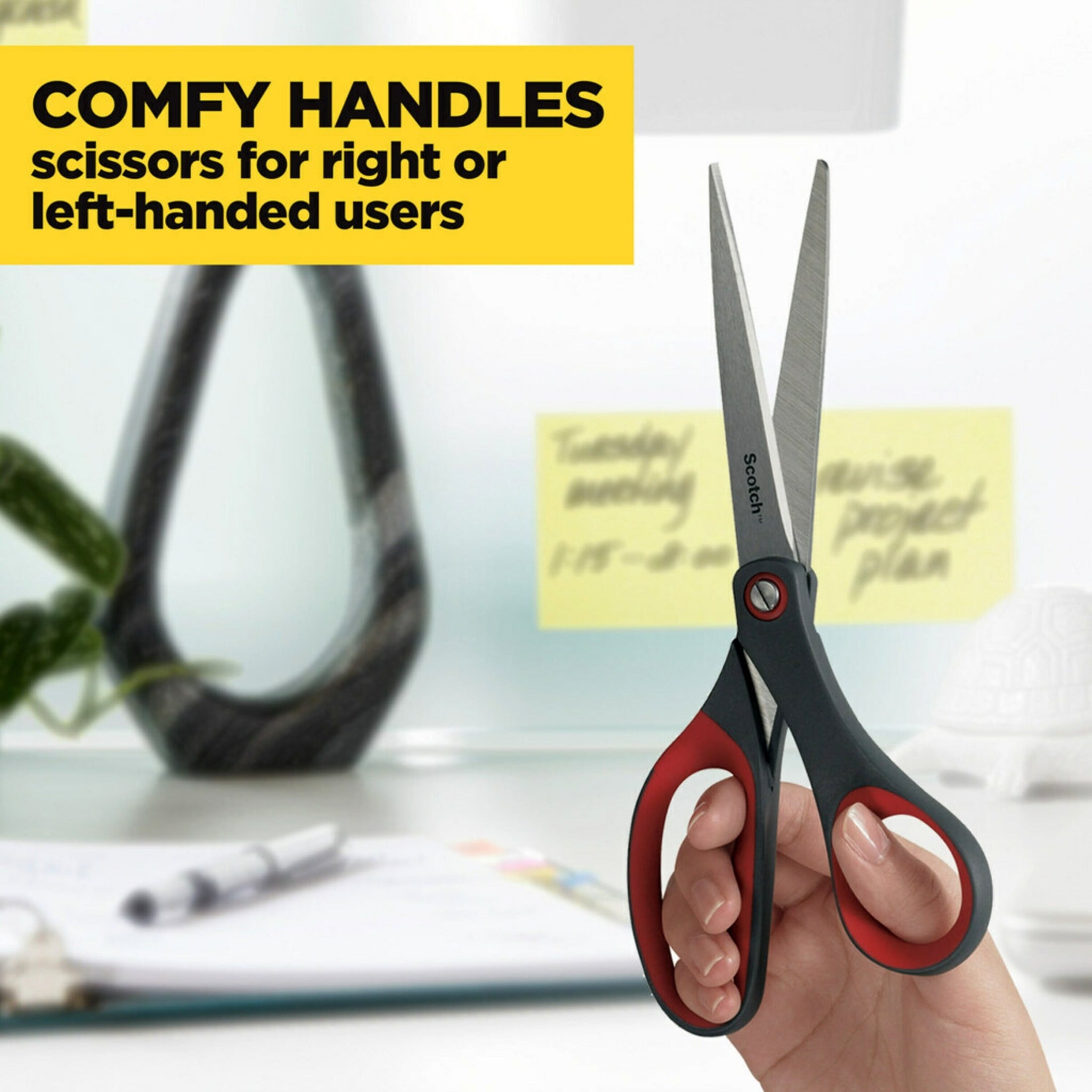 Scotch Precision Stainless Steel Crafting Scissors, 8", Pointed, Red & Gray