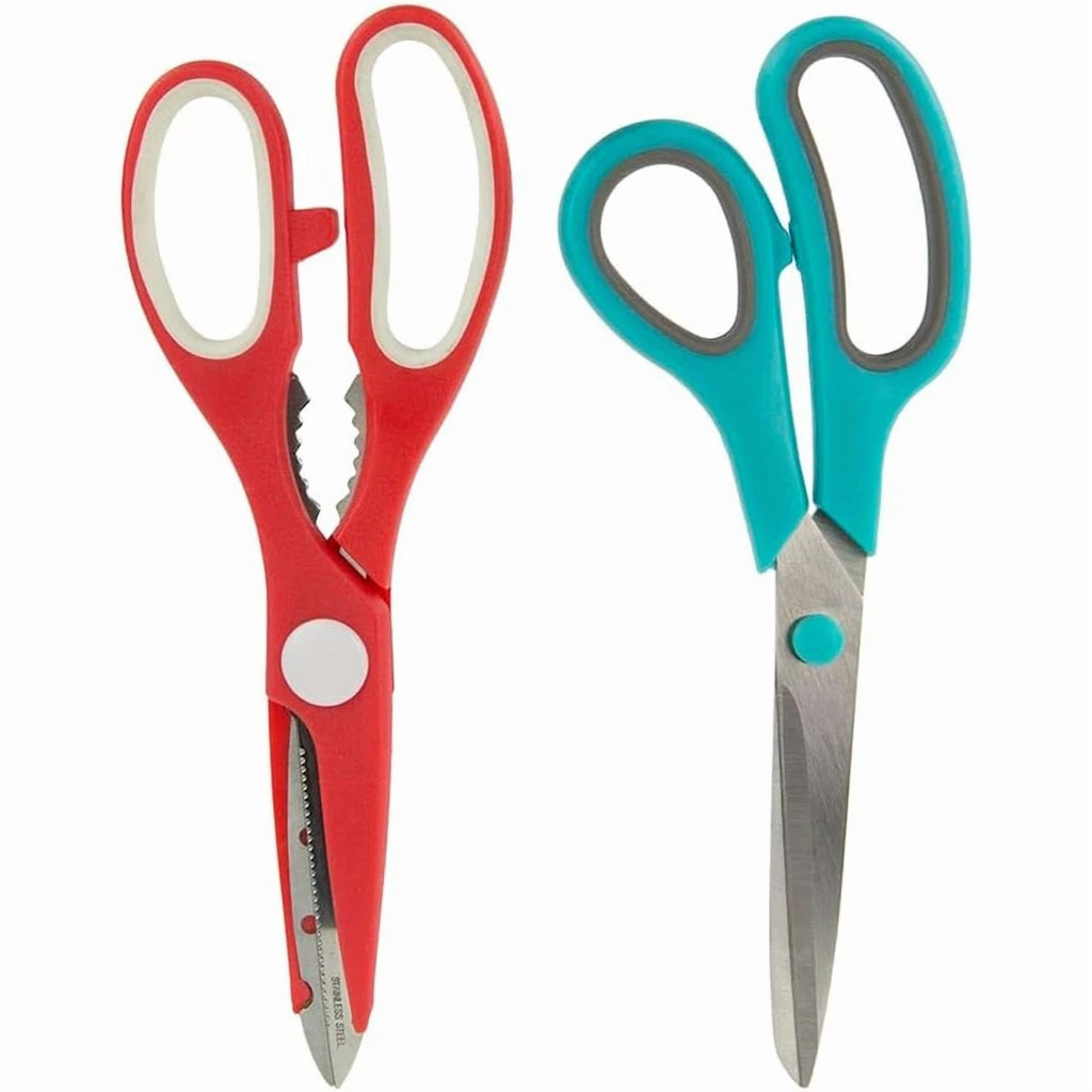 Home Basics 2 Pack Kitchen Tools Scissors, Blue And Red