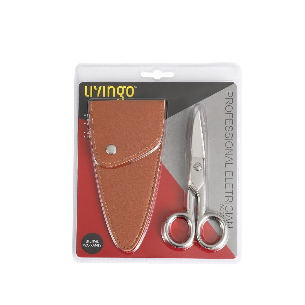 LIVINGO 5 1/5 in Electrician Scissors, Stainless Steel Heavy Duty Wire Cable Shears