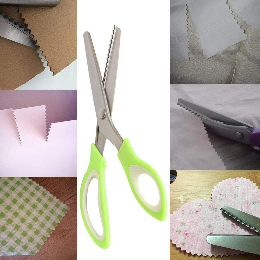 BSHAPPLUS® Pinking Shears, 9.5" Zig Zag Scissors, Pinking Shears for Fabric, Decorative Edge Scissors, Pinking Scissors, Scissors with Designs, Jagged Edge Scissors, Sewing Pinking Shears
