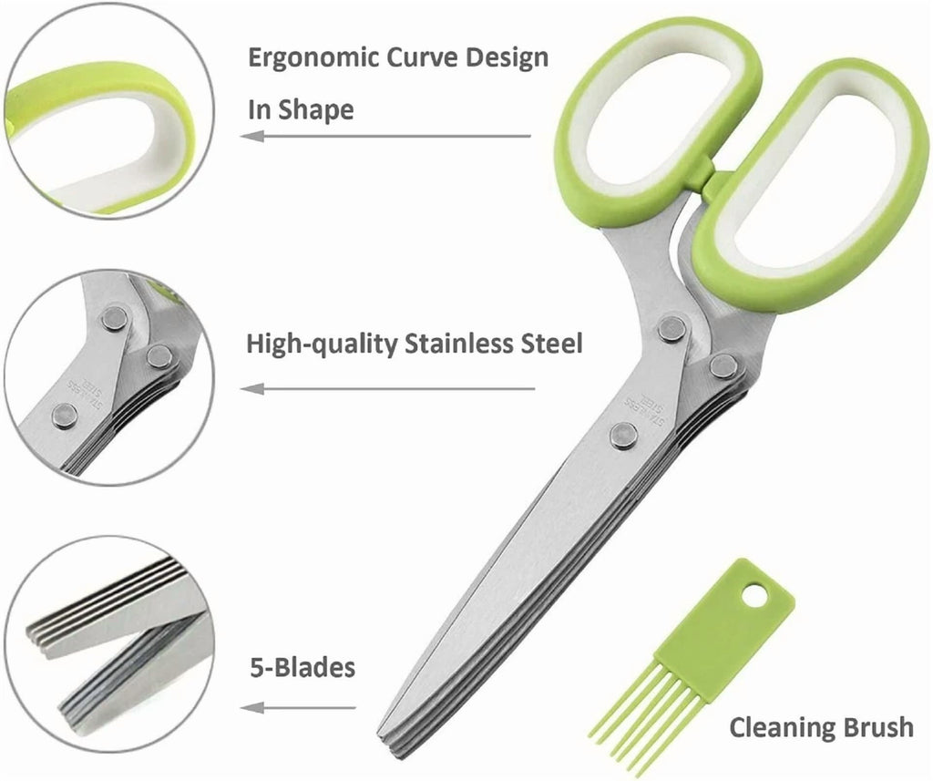 Herb Scissors Stainless Steel - Multipurpose Herb Cutter, Cilantro, Kitchen Herb