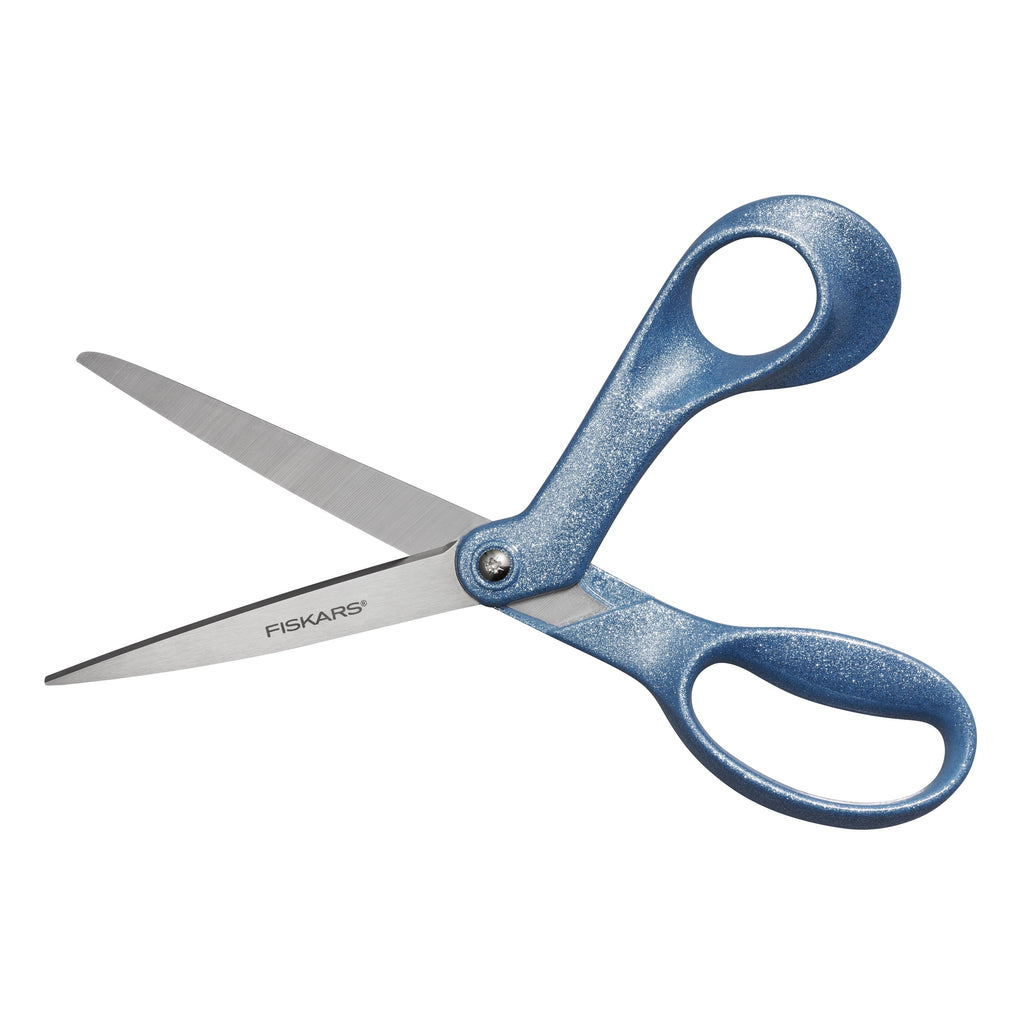 Fiskars 8" Fashion Glitter Explore Scissors, Digital Cloud, Light Blue