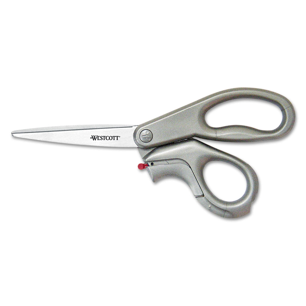 Acme E-Z Open Box Opener Stainless Steel Scissors, 8" Long, 3.25" Cut Length, Gray Offset Handle