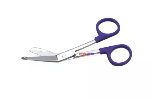 Bandage Scissors 5.5" Purple Color Plastic Ring Handles Angled Blades Pack Of 6