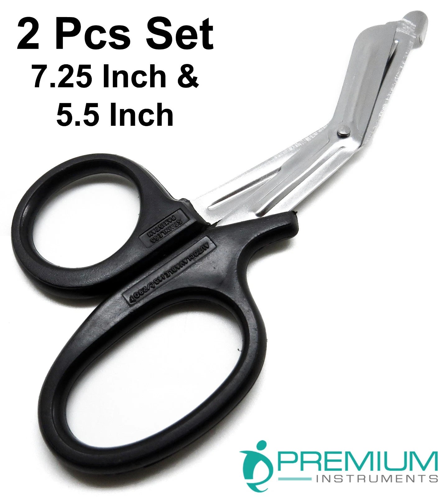 Black Utility Scissors 5.5" & 7.25" Multi-Purpose Diy Ems Universal 2 Shears Set
