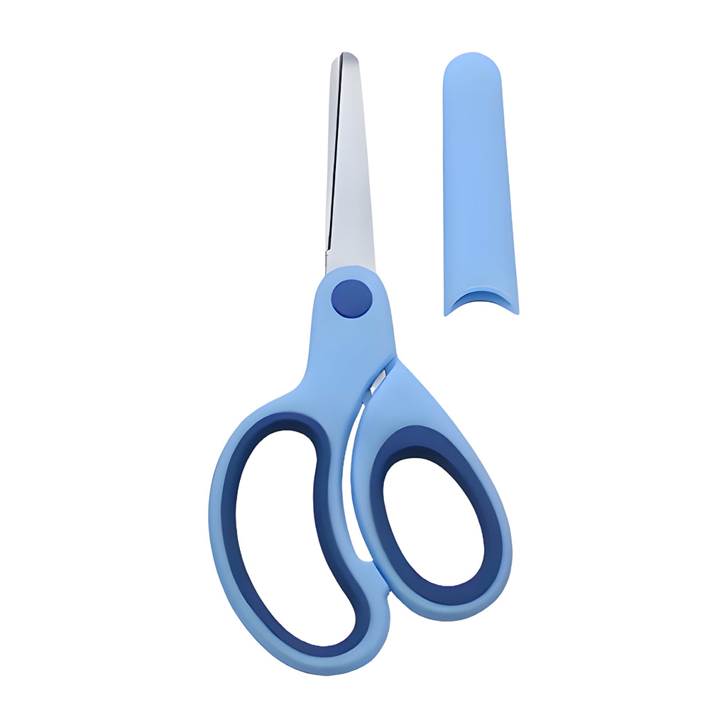CCOCC Scissors for Office,Polished Stainless Steel Blades,Comfortable Grip Handles,Safety Round Tip Design,Blue