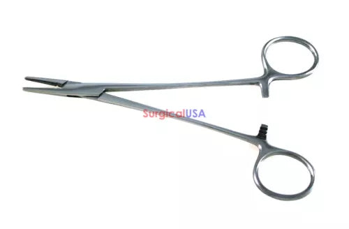 Crile-Wood Needle Holders Straight Serrated Jaws 7Inch Ratchet Lock Ring Handle