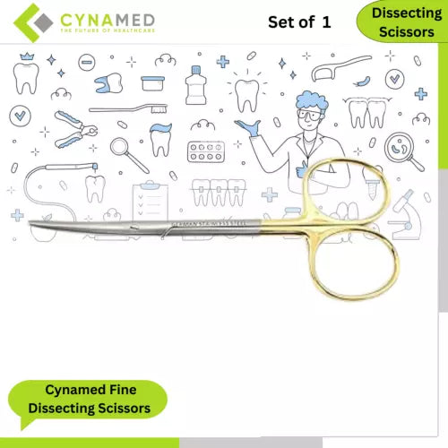 Cynamed Fine Dissecting Scissors W/Tungsten Carbide Inserts Curved Blades 4.5In