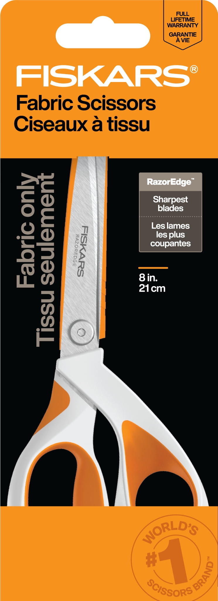 Fiskars 8" Razoredge Softgrip Fabric Scissors, Orange Shears