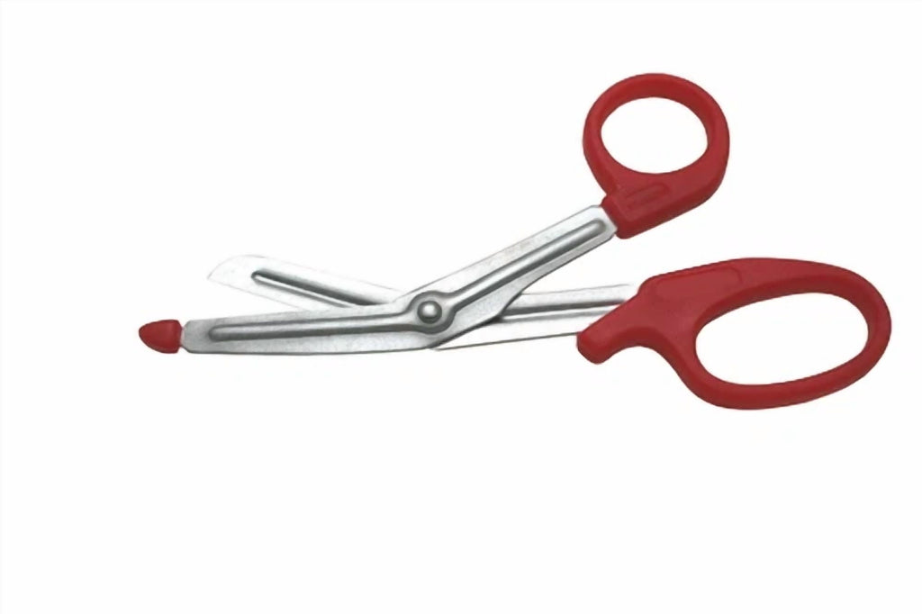 Fyna -8 Pcs Bandage And Utility Scissors 5.5" Red Plastic Finger Rings Serrated Blade