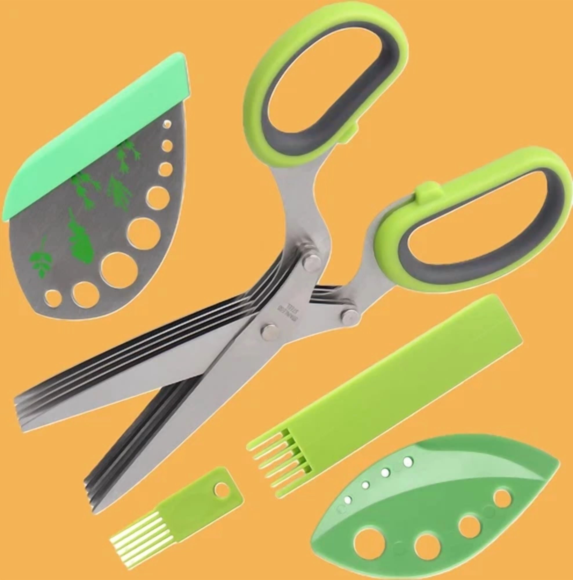 Herb Scissors Stainless Steel 5 Blade Kitchen Scissors, Dishwasher Safe, Tool