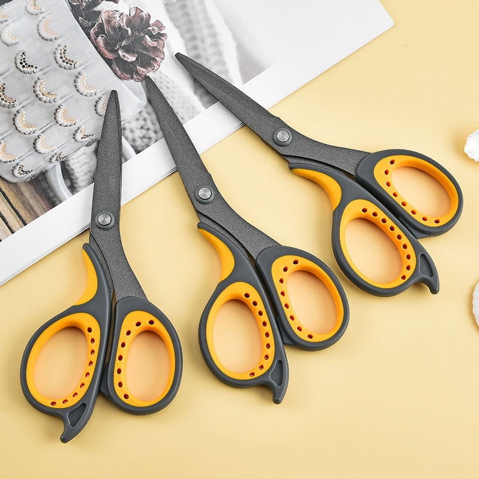JingChun Clearance Under $2.00 office Scissors Home Scissors Tailors Cut Stainless Steel Coated Antis-stick Hand Scissors
