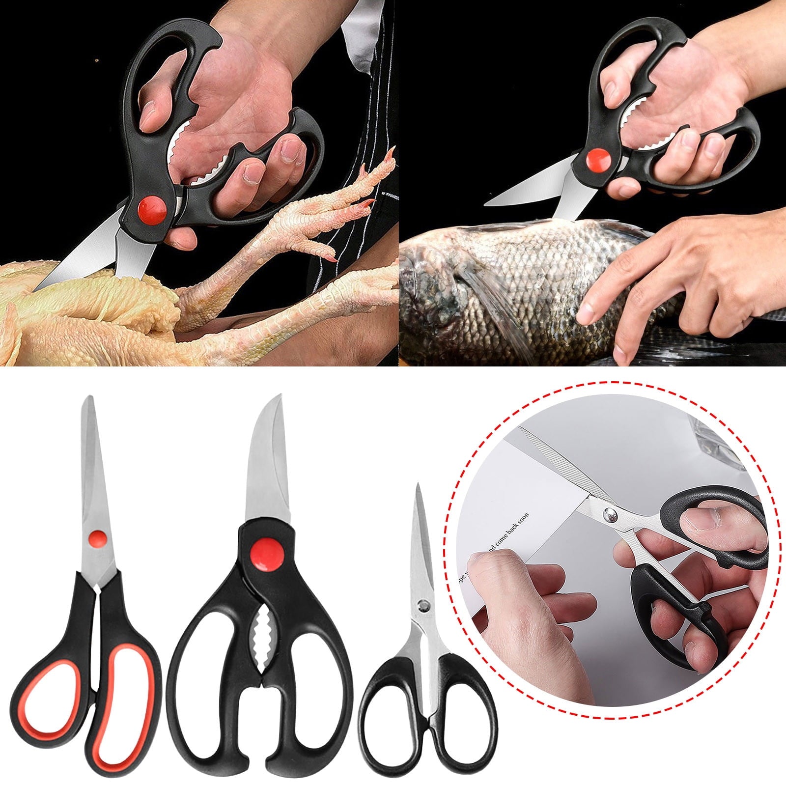 Scnor 3 Scissors on Clearance- Craft Sewing Scissors Titanium Alloy Blade Multi-purpose Scissors Set 3 Pieces