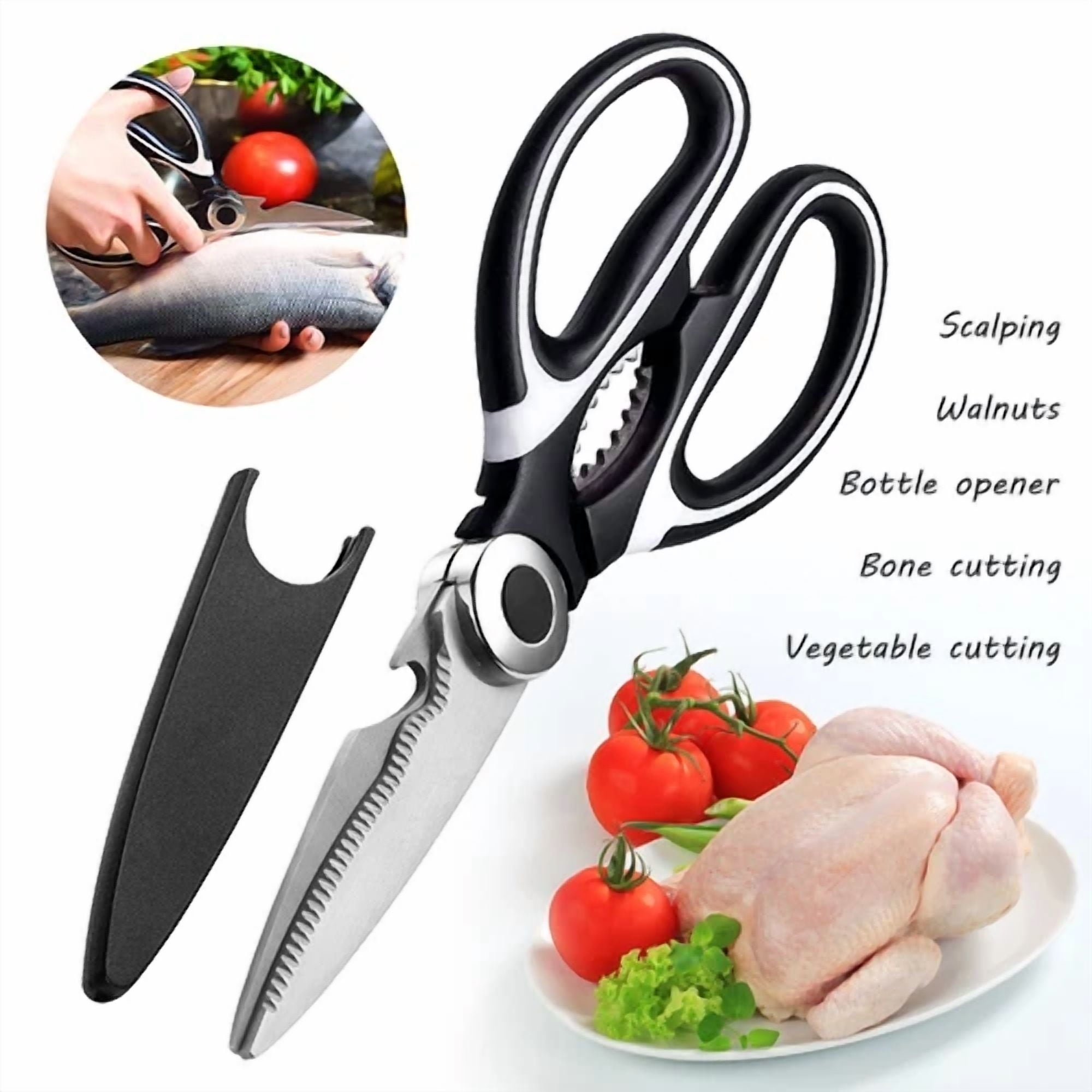 Kitchen Shears Stainless Steel Heavy Duty Bone Scissor Multipurpose Cutting Tool
