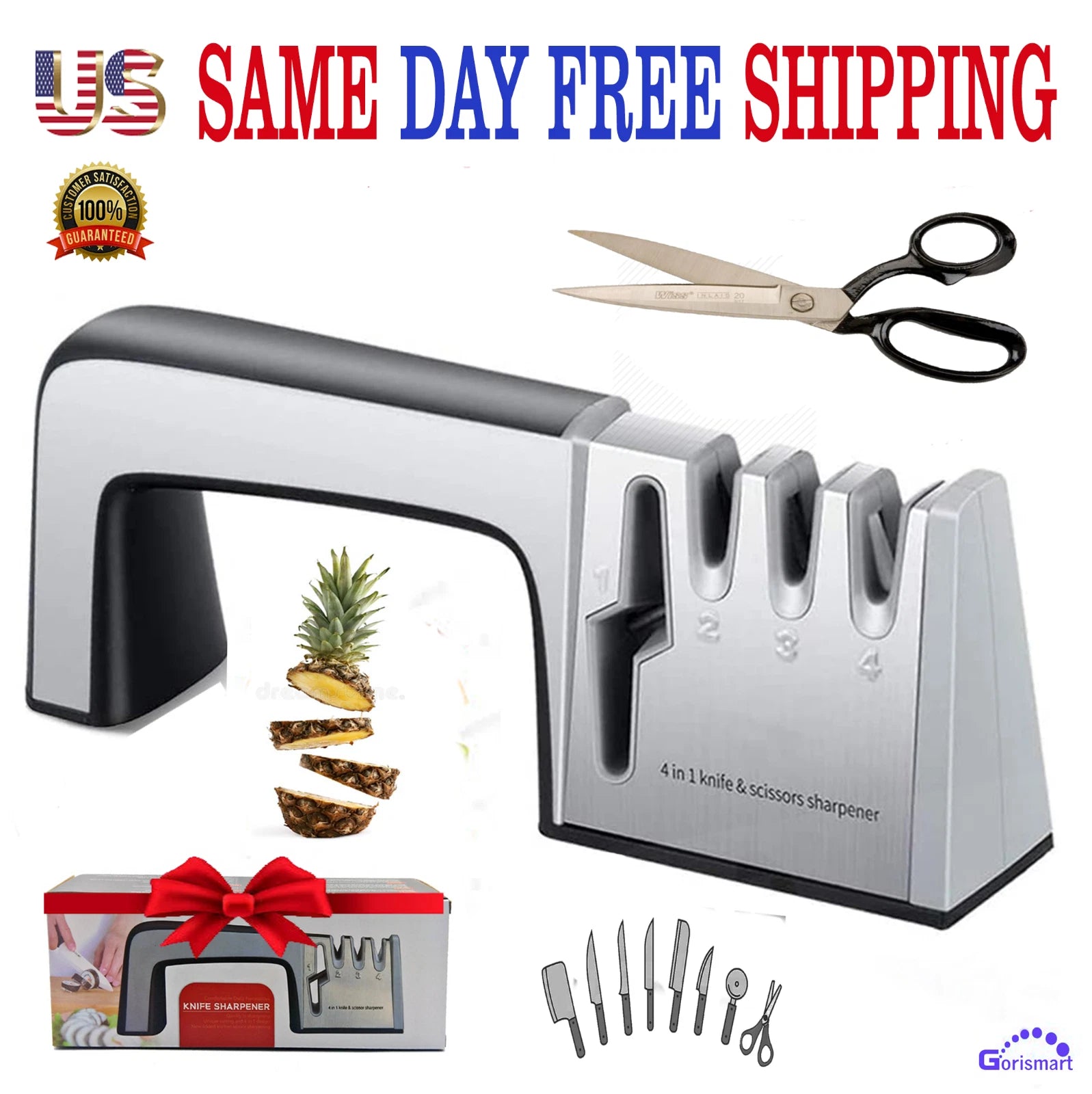 Knife Sharpener Professional System Scissors Tool Heavy Duty Diamond Tungsten