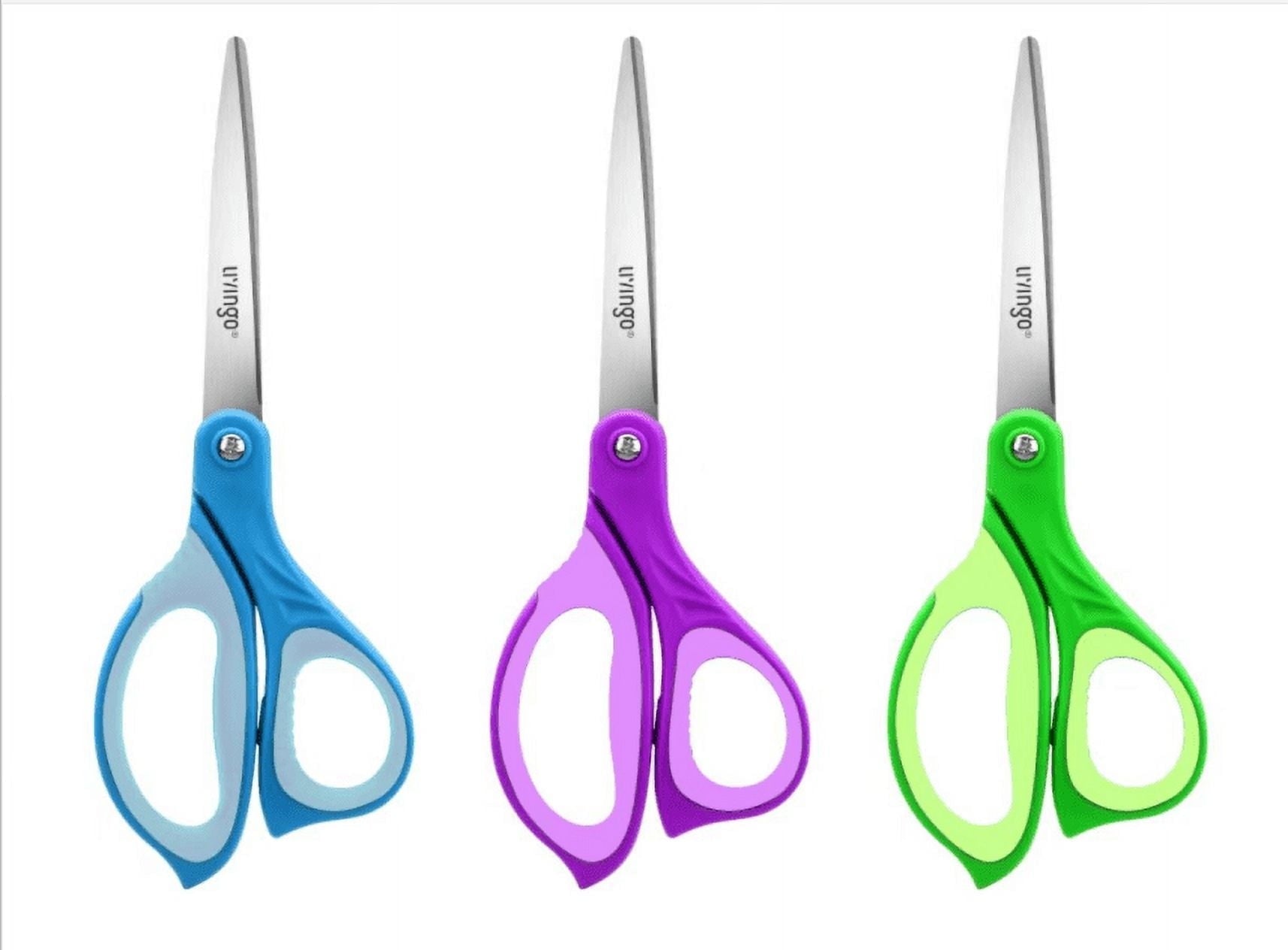LIVINGO 7 in Scissors, Stainless Steel, Pointed Tip, Multicolor, 3 Count, 1 Pack