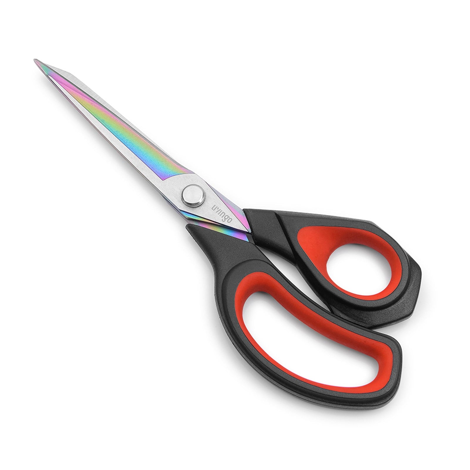 LIVINGO 9.5" Titanium Coated Hot Forged Fabric Scissors Heavy Duty Sharp Sewing Shears, Red Black
