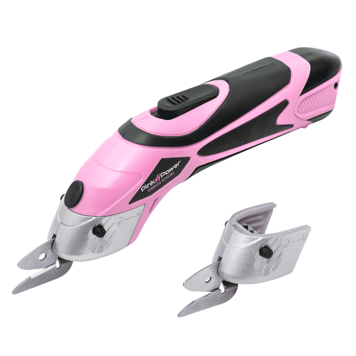 Pink Power Cordless Electric Scissors Fabric Cutter for Crafts, Box, Sewing, Quilting, Carpet, & Scrapbooking - Heavy Duty Rotary Shears Metal Cutting Tool - Automatic Cardboard Cutter Fabric Scissor