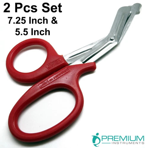 Red Utility Scissors 5.5" & 7.25" Multi-Purpose Diy Ems Universal 2 Shears Set