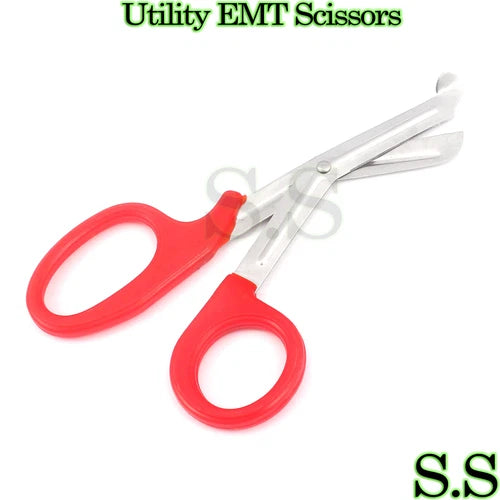 Red Utility Scissors 7.25" Multi-Purpose Diy Ems Emt Universal Shears Tools