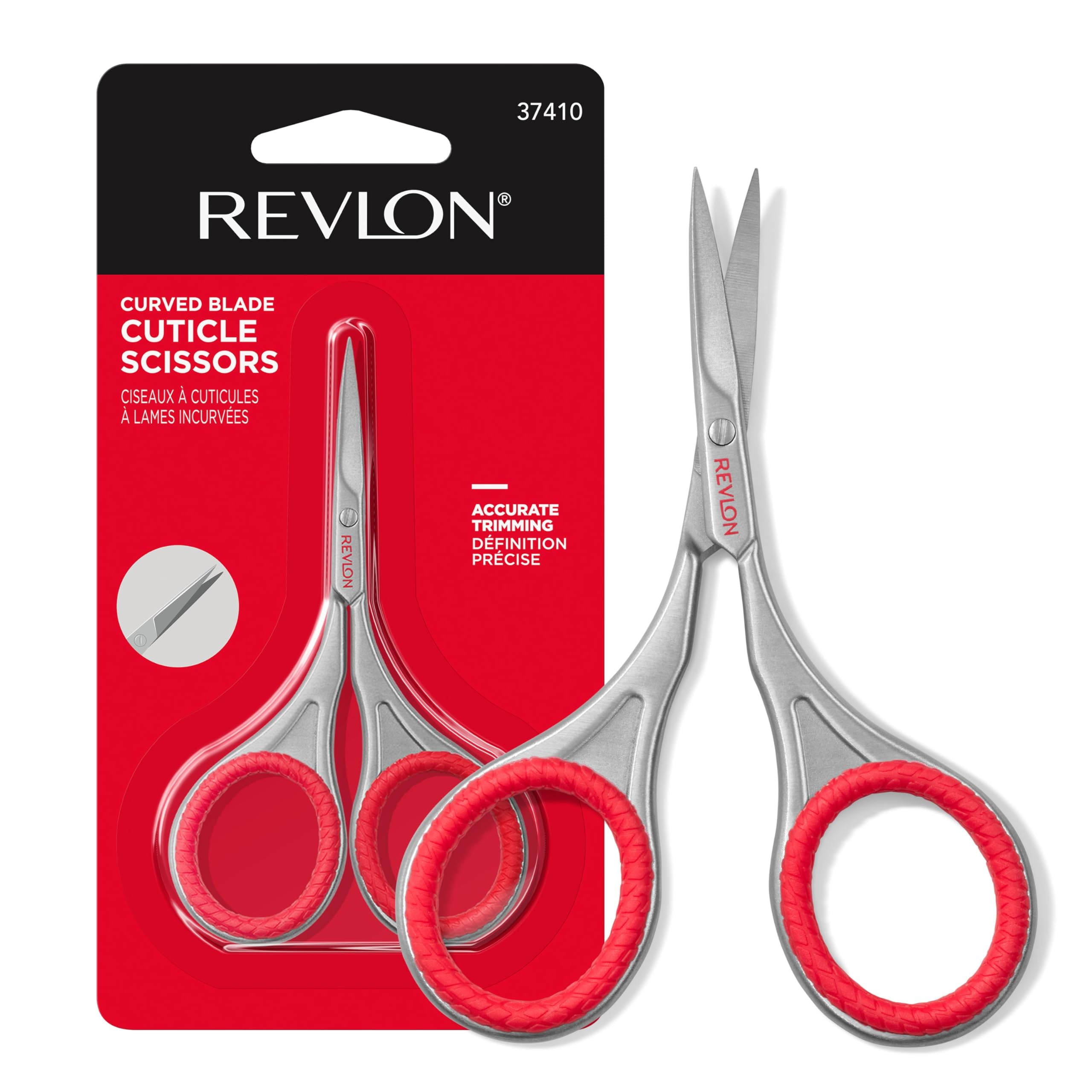 Revlon Cuticle Scissors, Manicure Tool for Safe Nail Care, Hangnail Trimming, Ultra-Fine Stainless Steel Curved Blade, 1 Count