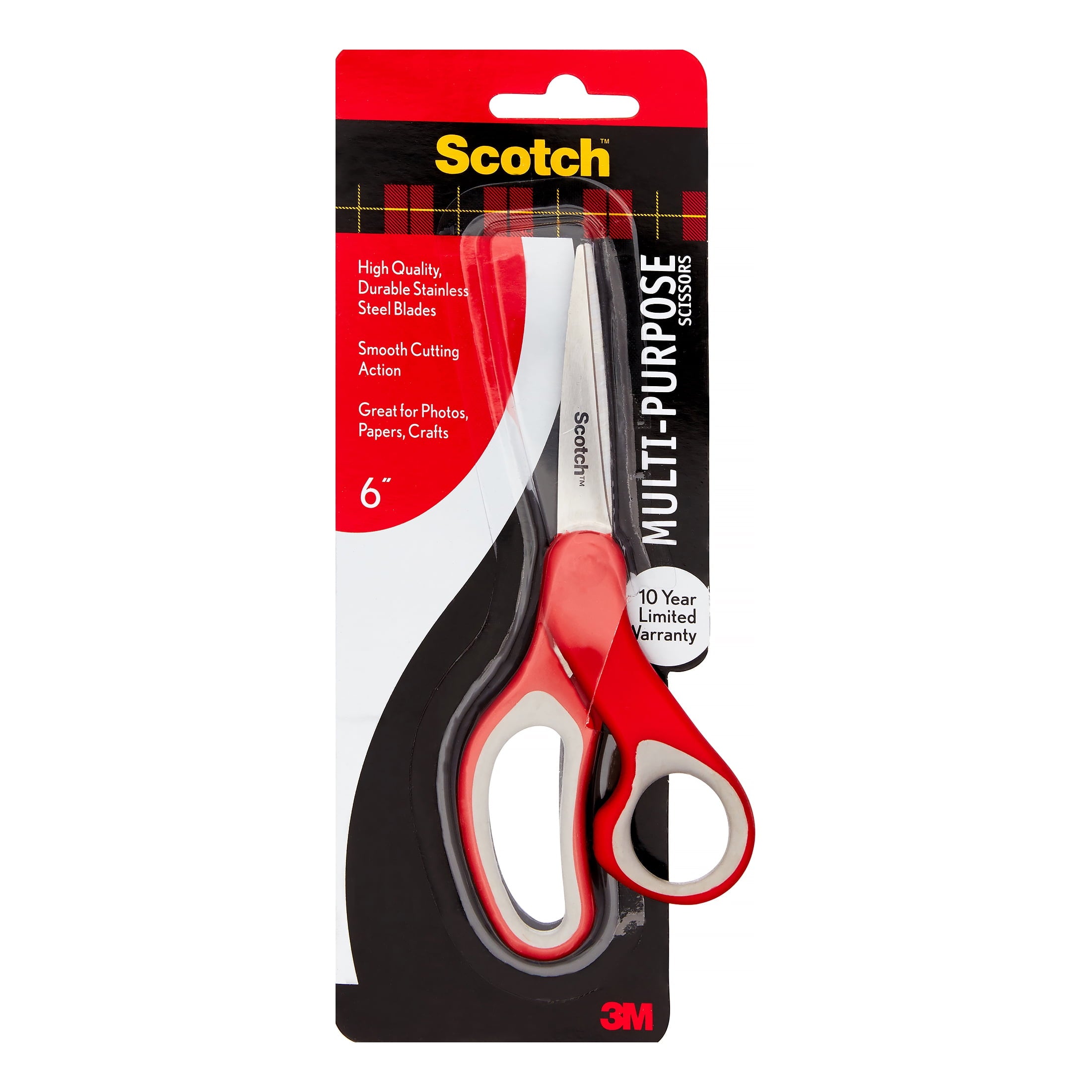 Scotch Multi-Purpose Scissors, 6 in., Red/Gray