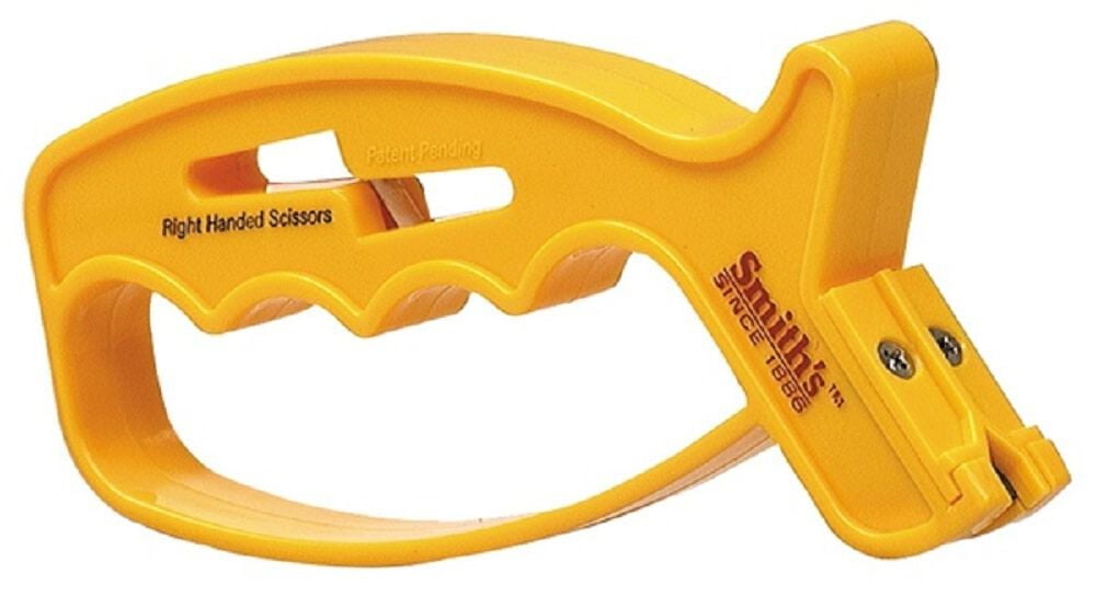 Smith’s JIFF-S 10-Sec Knife & Scissors Sharpener - Right & Left-Handed Scissors - Carbide Blades - Outdoor Sharpener for Pocket, Hunting, Fishing & Kitchen Knives - Handheld Pullover Sharpener