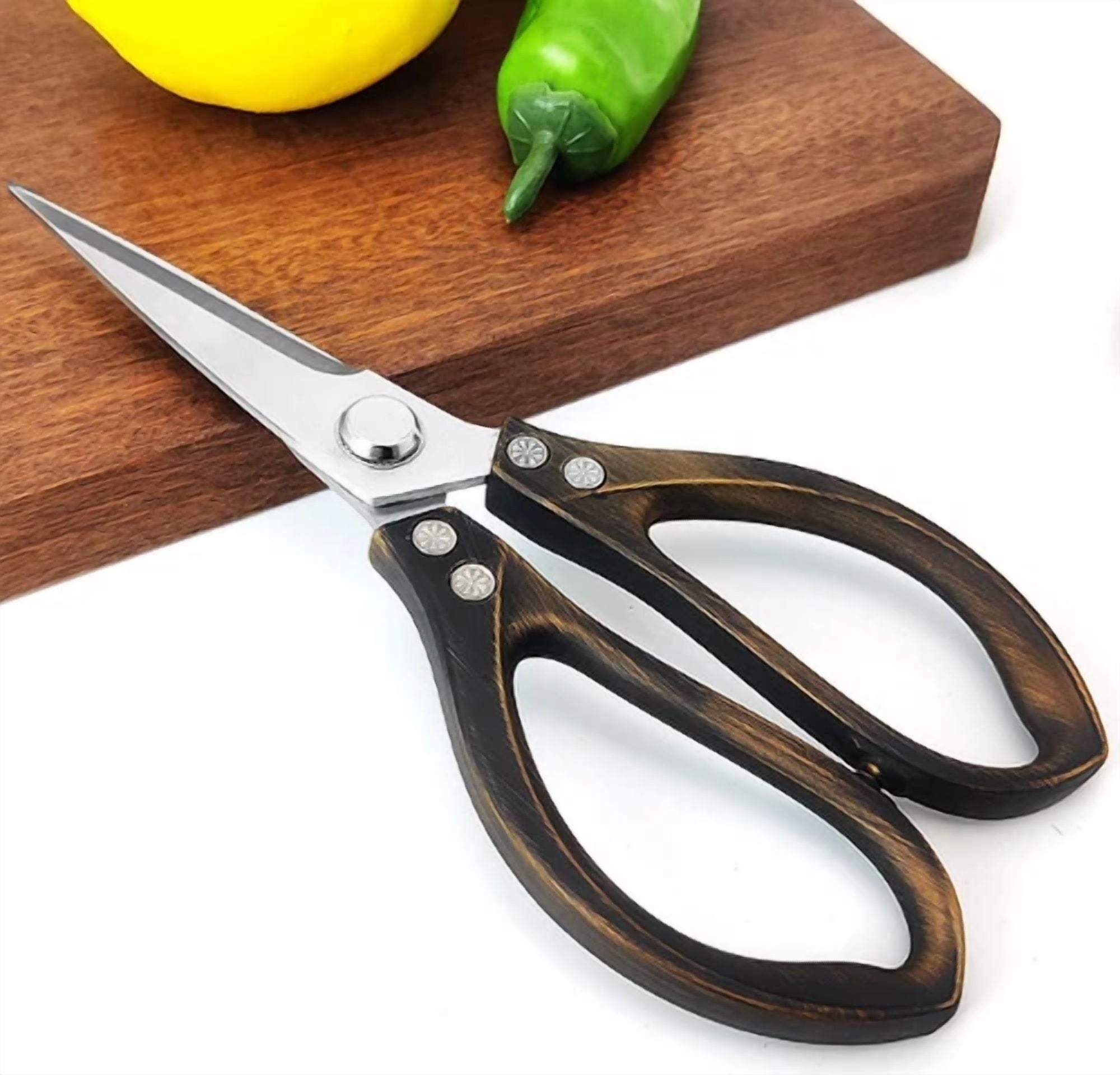 Stainless Steel Kitchen Scissors Retro Strong Chicken Bone Scissors Household
