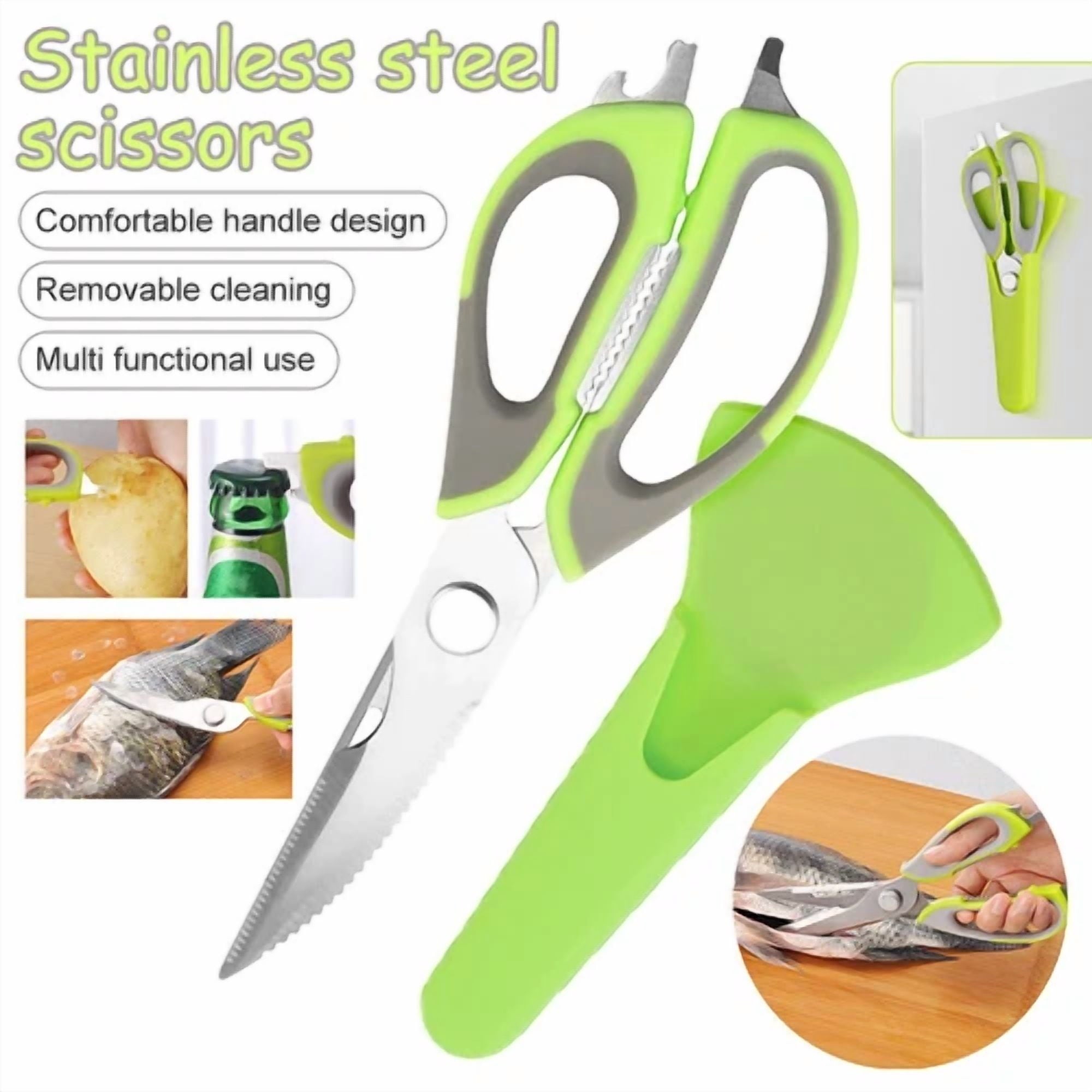 Stainless Steel Kitchen Shears Heavy Duty Scissors For Meat Fish Chicken Bones