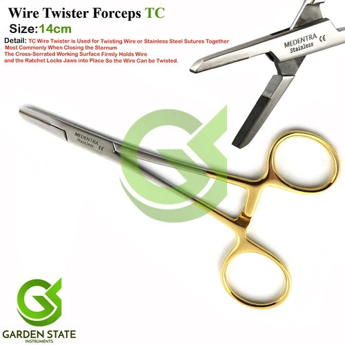 Surgical Sternal Needle Holder Tc Orthopedic Cerclage Wire Twister 14Cm Serrated
