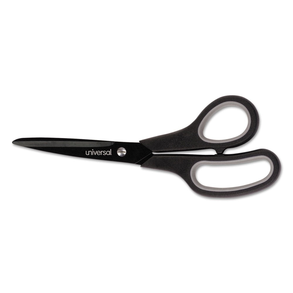 Universal Industrial Carbon Blade Scissors, 8" Long, 3.5" Cut Length, Black/gray Straight Handle