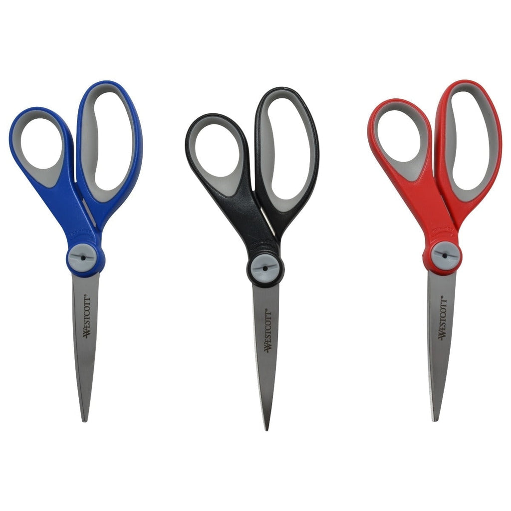 Westcott 8" Straight Stainless Steel Glide Scissors, Durable Stainless Steel, 3-Pack
