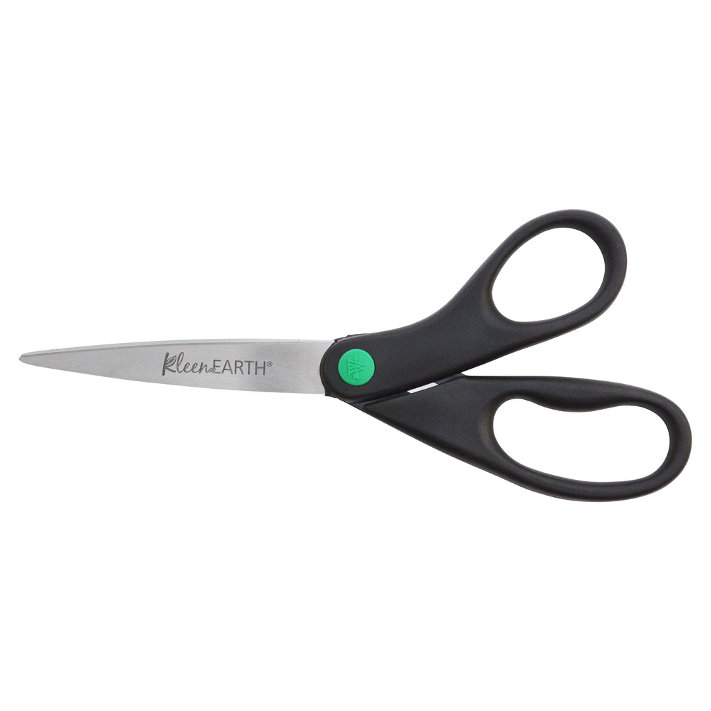Westcott KleenEarth Scissors, 8", Straight, Recycled, Stainless Steel, for Craft, Black, 1-Count