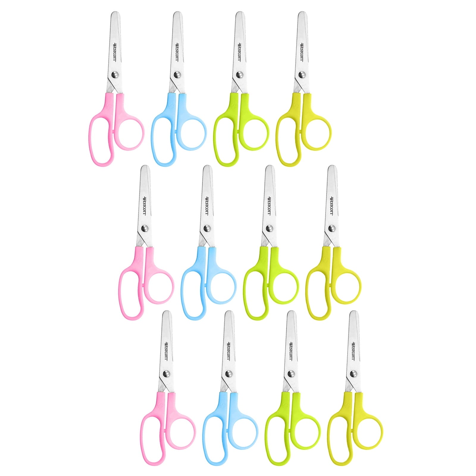 Westcott Value Kids Scissors, Blunt, 5", Assorted Colors, Pack of 12