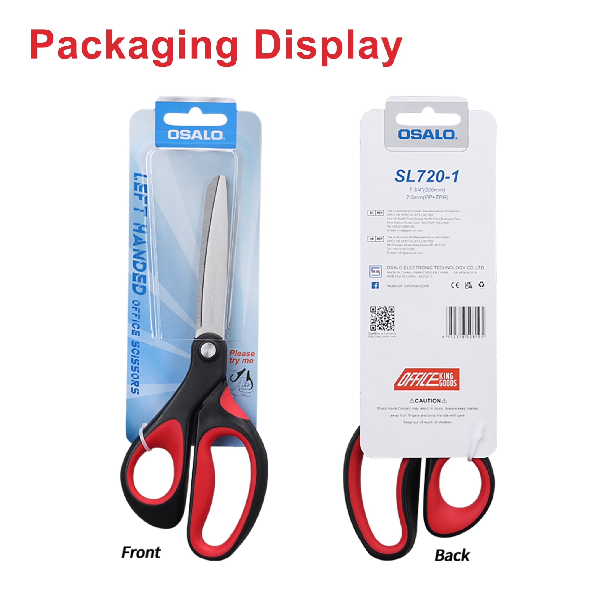 OSALO Scissors Office Left Handed Craft Paper 8.3 inches Blunt Tip Scissors 4 Pack