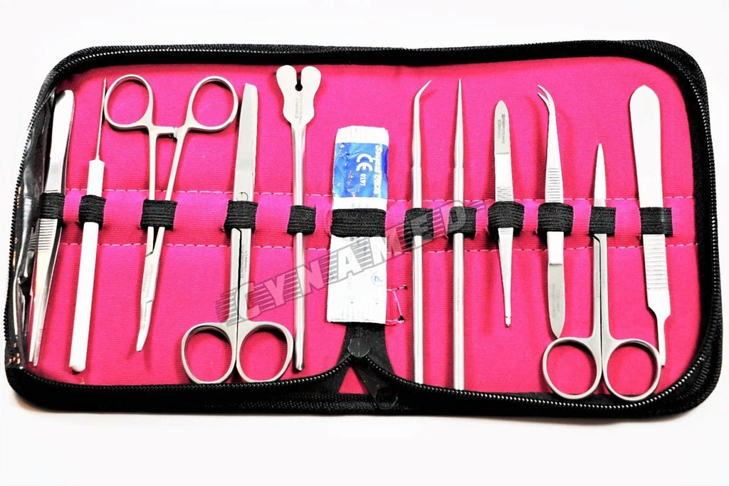 Fyna -German Dissecting Kit Of 12 Pcs, Scissors, Forceps, Probe, Blades, Needle Etc